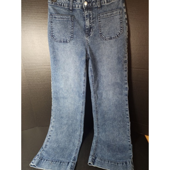 The Unbranded Brand Denim - Womens Wide Leg Jeans Medium Wash 4 Pocket Size 8